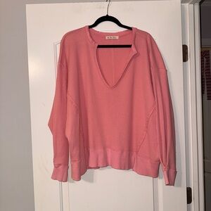 We The Free Coral V-Neck Sweater